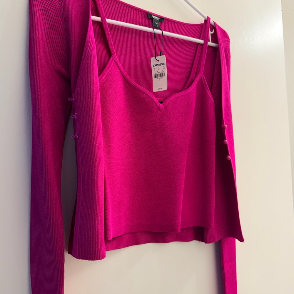 New With Tags! Express Women's Fuchsia Knit Crop Top